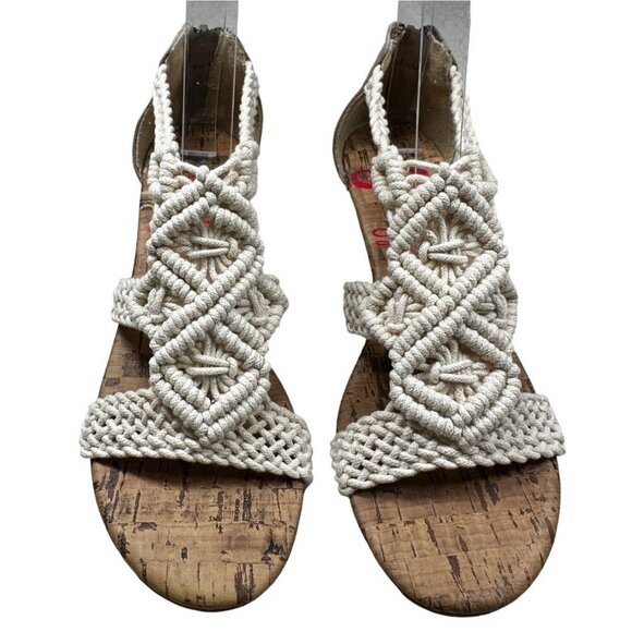 Jelly Pop Crochet Sandals Womens Size 5.5 Palermo Cork Sole Back Zipper Closure - Picture 3 of 9